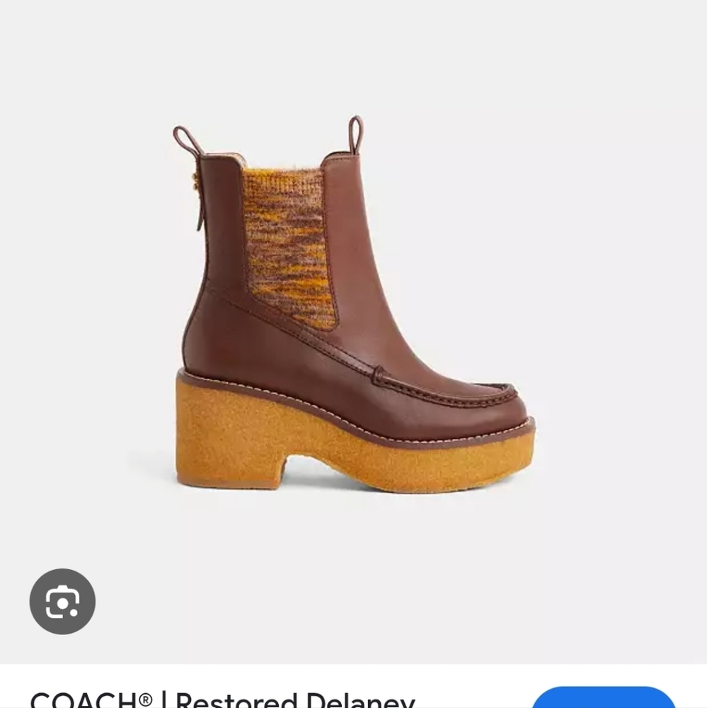 Coach Delaney Leather Saddle Booties Size 8 - Picture 4 of 14